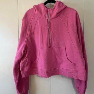 pink oversized 3/4 zip lululemon scuba hoodie
